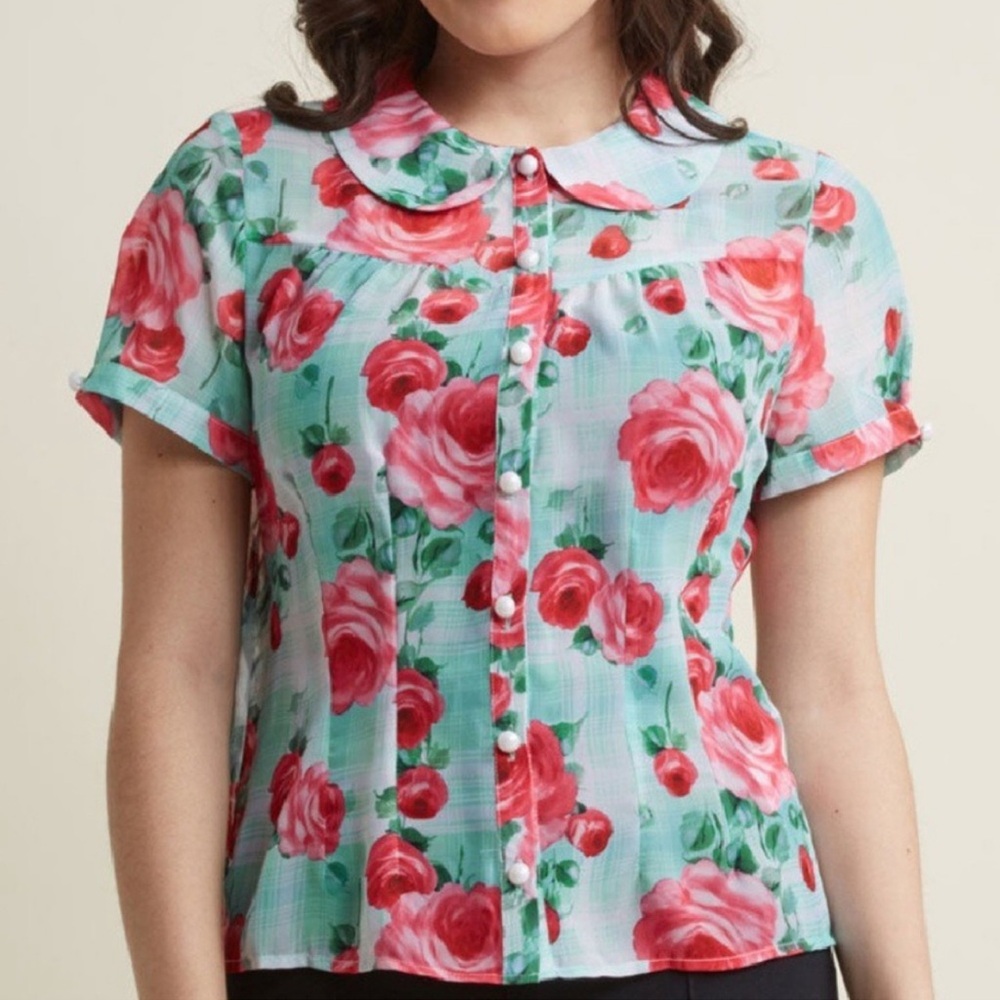 He’ll Bunny Rose Print Blouse